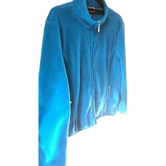 KAREN SCOTT Sport Petites Women's Teal Casual Fleece Zip- Up Jacket - Picture 3 of 11